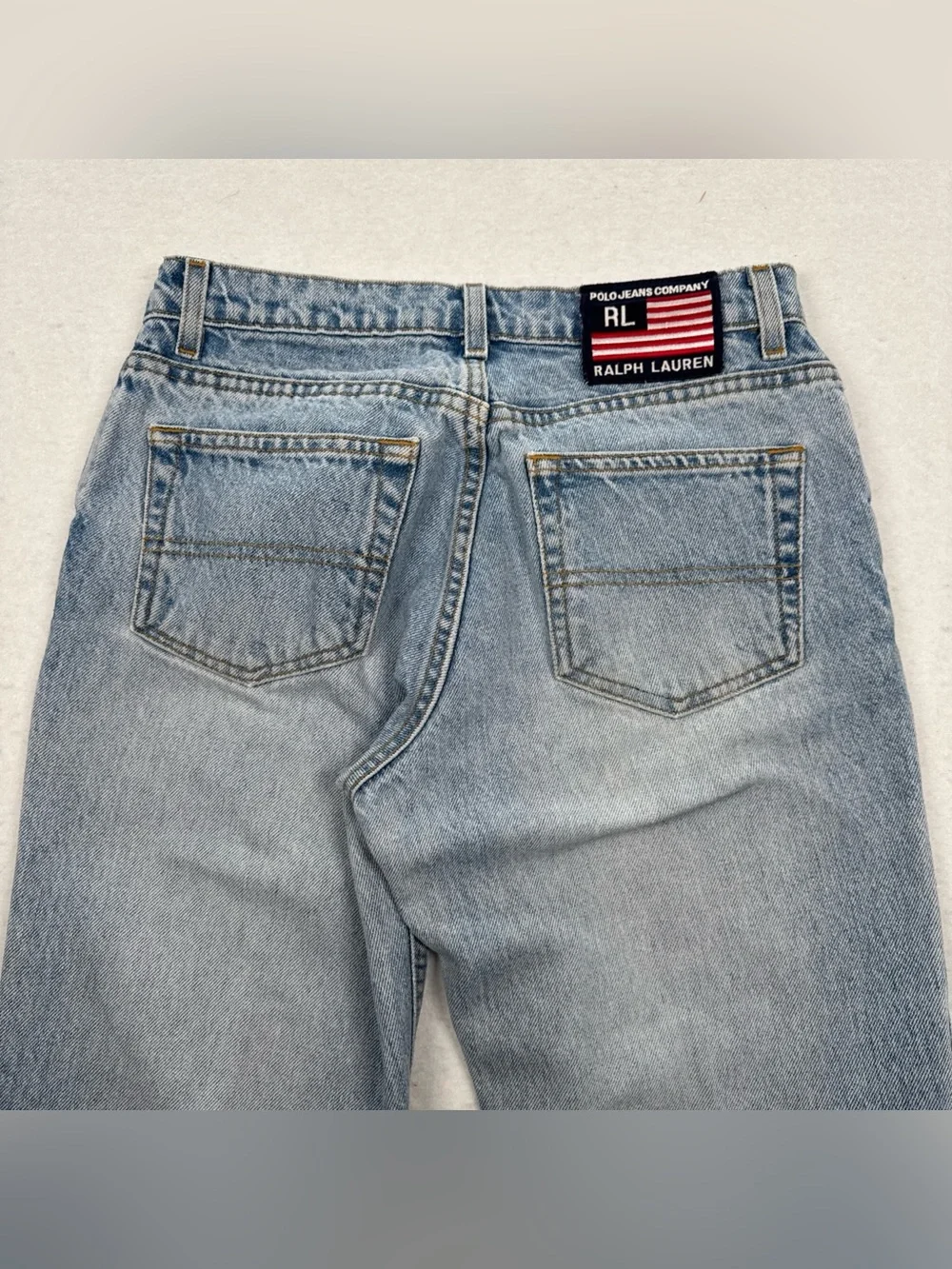 VINTAGE Polo Jeans Co. Ralph Lauren Jeans Womens 4x29 Lt Blue Flag Patch RL 90s - Picture 5 of 11